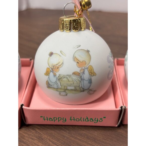 Precious Moments Tiny Trimmings Christmas Ornaments Set Of 6 VTG 1990s Porcelain - Picture 13 of 14